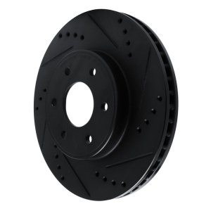 Nissan NP300 Frontier Brake Rotor (1) - Front Right - R1 Concepts - Drilled & Slotted - Black - `16-`22